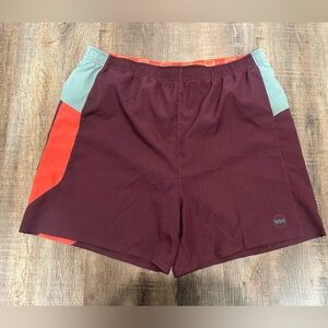 Janji Men's Shorts in Burgundy and Teal
